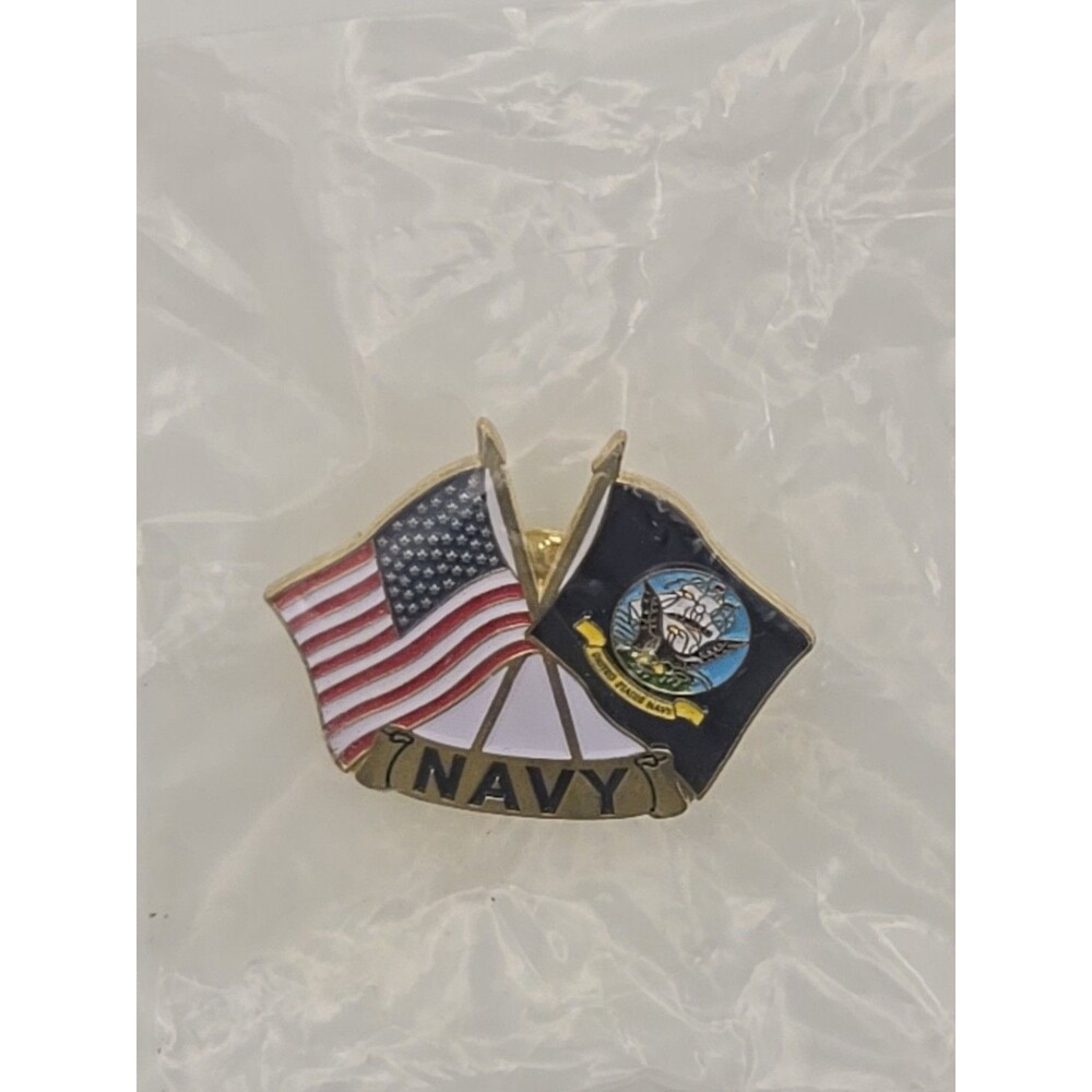 US Navy and USA Flag Military Lapel Pin 1-1/4 Inches Official Licensed